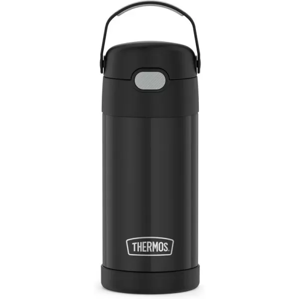 THERMOS FUNTAINER 12 Ounce Stainless Steel Vacuum Insulated Kids Straw Bottle Black12 Ounce Black