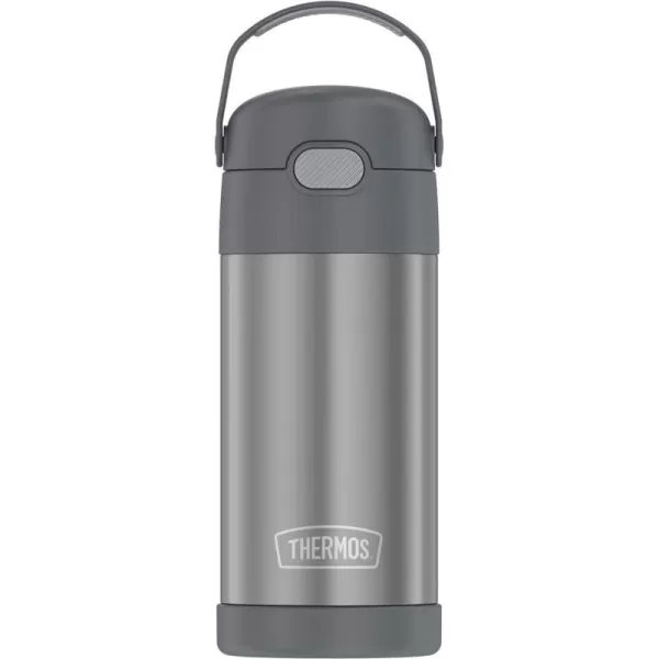 THERMOS FUNTAINER 12 Ounce Stainless Steel Vacuum Insulated Kids Straw Bottle Black12 Ounce Gray