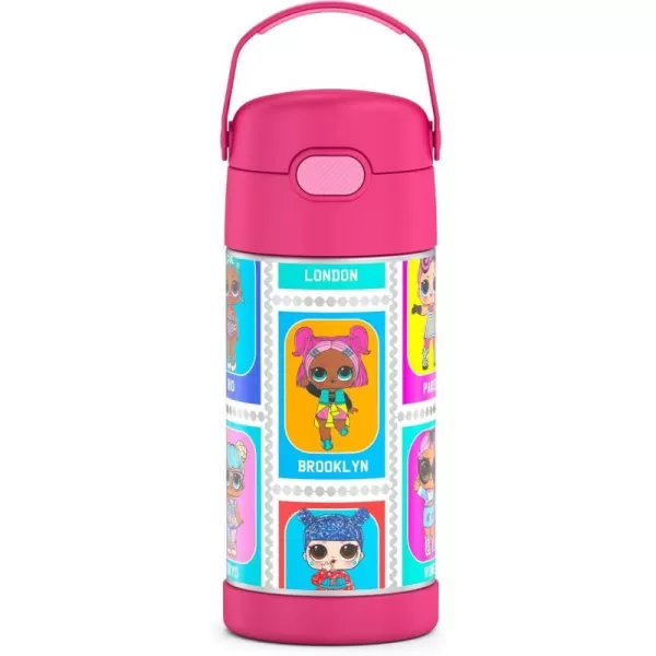 THERMOS FUNTAINER 12 Ounce Stainless Steel Vacuum Insulated Kids Straw Bottle Black12 Ounce LOL Surprise