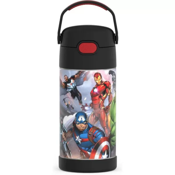 THERMOS FUNTAINER 12 Ounce Stainless Steel Vacuum Insulated Kids Straw Bottle LimeAvengers 12 Ounce Licensed Characters