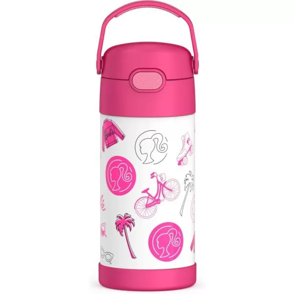 THERMOS FUNTAINER 12 Ounce Stainless Steel Vacuum Insulated Kids Straw Bottle LimeBarbie 12 Ounce Licensed Characters