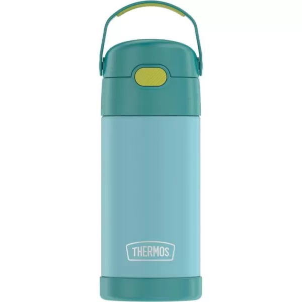 THERMOS FUNTAINER 12 Ounce Stainless Steel Vacuum Insulated Kids Straw Bottle LimeBlueGreen 12 Ounce Solid Color