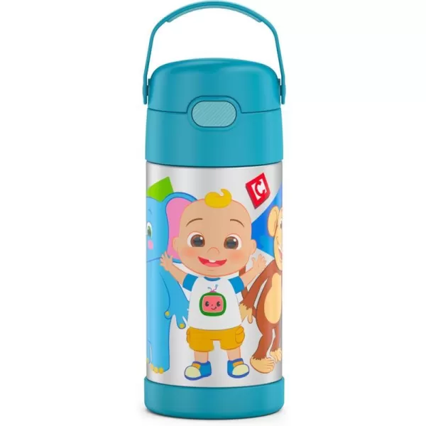 THERMOS FUNTAINER 12 Ounce Stainless Steel Vacuum Insulated Kids Straw Bottle LimeCocomelon 12 Ounce Licensed Characters