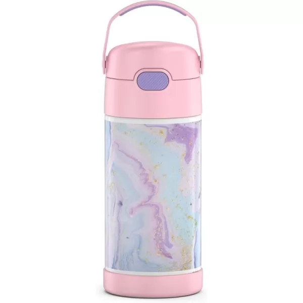 THERMOS FUNTAINER 12 Ounce Stainless Steel Vacuum Insulated Kids Straw Bottle LimeDreamy 12 Ounce Decorated