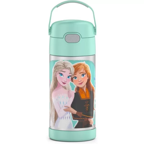 THERMOS FUNTAINER 12 Ounce Stainless Steel Vacuum Insulated Kids Straw Bottle LimeFrozen 2 12 Ounce Licensed Characters