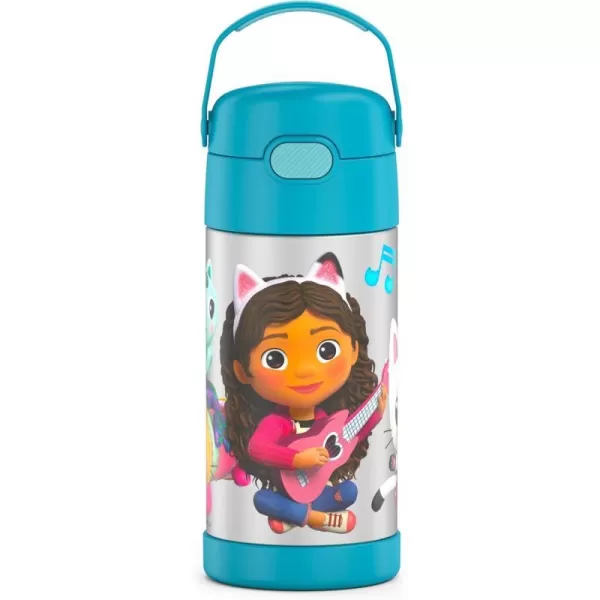 THERMOS FUNTAINER 12 Ounce Stainless Steel Vacuum Insulated Kids Straw Bottle LimeGabbys Dollhouse 12 Ounce Licensed Characters