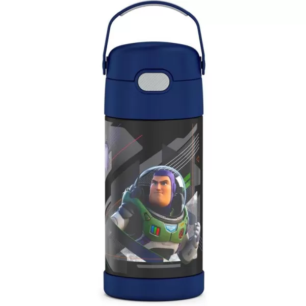 THERMOS FUNTAINER 12 Ounce Stainless Steel Vacuum Insulated Kids Straw Bottle LimeLightyear 12 Ounce Licensed Characters