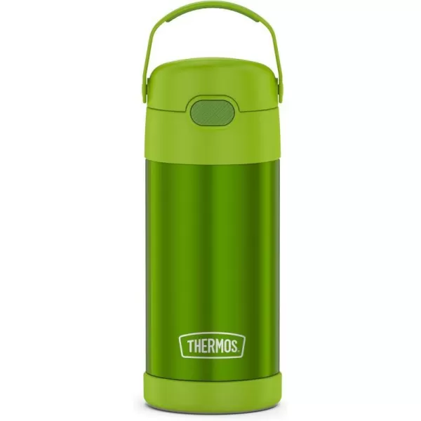 THERMOS FUNTAINER 12 Ounce Stainless Steel Vacuum Insulated Kids Straw Bottle LimeLime 12 Ounce Solid Color