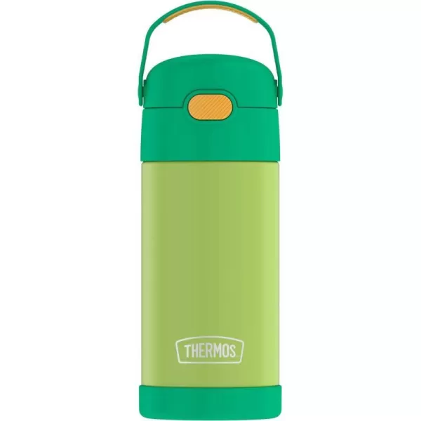 THERMOS FUNTAINER 12 Ounce Stainless Steel Vacuum Insulated Kids Straw Bottle LimeLimeOrange 12 Ounce Solid Color