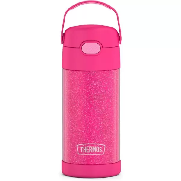 THERMOS FUNTAINER 12 Ounce Stainless Steel Vacuum Insulated Kids Straw Bottle LimePink Gitter 12 Ounce Solid Color