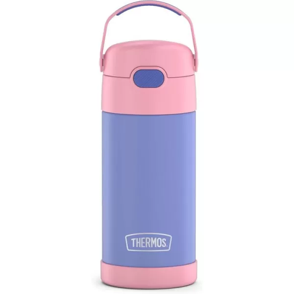 THERMOS FUNTAINER 12 Ounce Stainless Steel Vacuum Insulated Kids Straw Bottle LimePurplePink 12 Ounce Solid Color