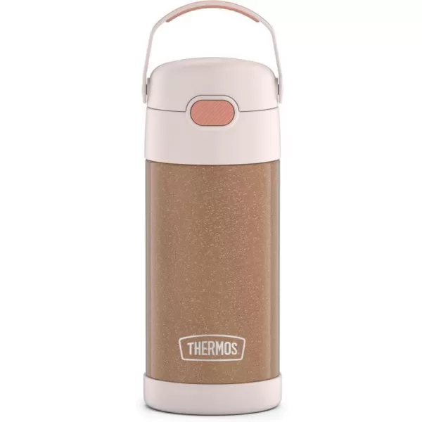 THERMOS FUNTAINER 12 Ounce Stainless Steel Vacuum Insulated Kids Straw Bottle LimeRose Gold Glitter 12 Ounce Solid Color