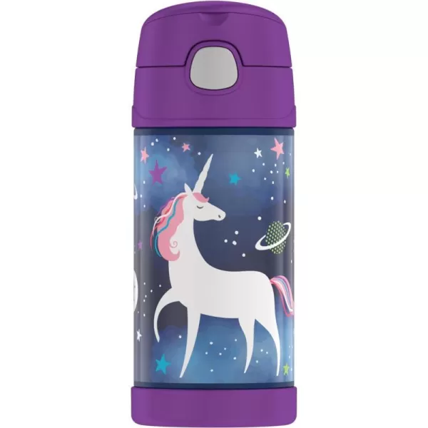 THERMOS FUNTAINER 12 Ounce Stainless Steel Vacuum Insulated Kids Straw Bottle LimeSpace Unicorn 12 Ounce Decorated