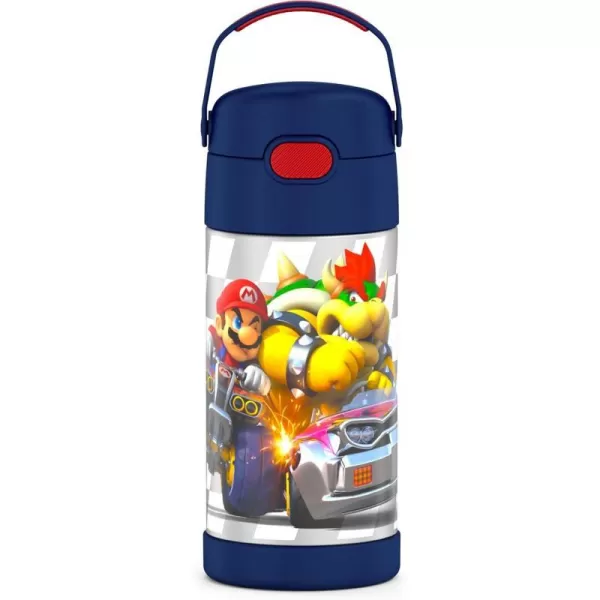 THERMOS FUNTAINER 12 Ounce Stainless Steel Vacuum Insulated Kids Straw Bottle LimeSuper Mario Brothers 12 Ounce Licensed Characters