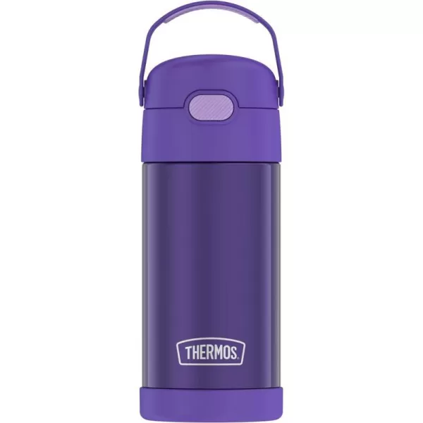 THERMOS FUNTAINER 12 Ounce Stainless Steel Vacuum Insulated Kids Straw Bottle LimeViolet 12 Ounce Solid Color