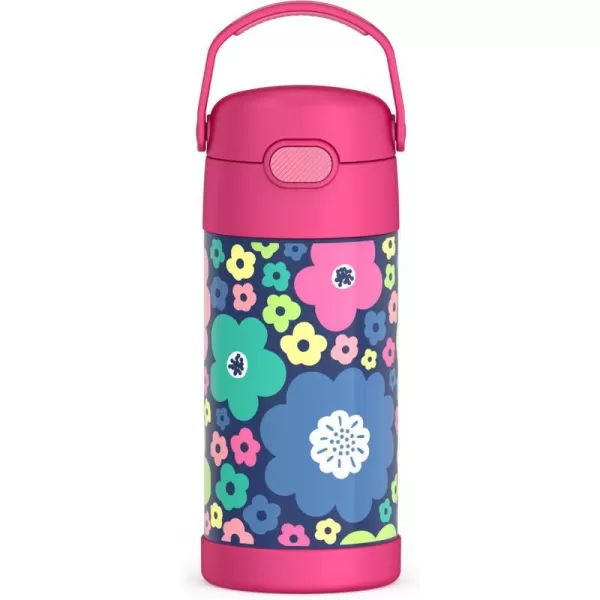 THERMOS FUNTAINER 12 Ounce Stainless Steel Vacuum Insulated Kids Straw Bottle Rainbows12 Ounce Mod Flowers