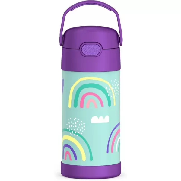 THERMOS FUNTAINER 12 Ounce Stainless Steel Vacuum Insulated Kids Straw Bottle Rainbows12 Ounce Rainbows