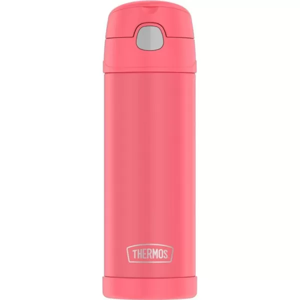 THERMOS FUNTAINER 16 Ounce Stainless Steel Vacuum Insulated Bottle with Wide Spout Lid RosewooodCoral