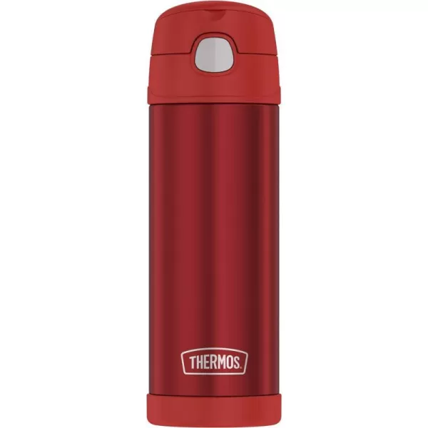 THERMOS FUNTAINER 16 Ounce Stainless Steel Vacuum Insulated Bottle with Wide Spout Lid RosewooodHot Pepper Red