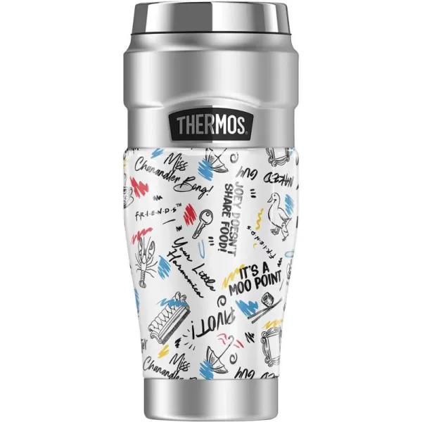 THERMOS Friends Chibi Pattern STAINLESS KING Stainless Steel Travel Tumbler Vacuum insulated amp Double Wall 16oz16 oz Tumbler INK PEN FRIENDS PATTERN