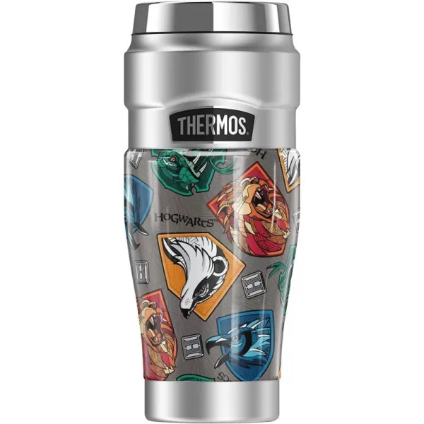 THERMOS Harry Potter House Pride Sticker Collage STAINLESS KING Stainless Steel Travel Tumbler Vacuum insulated amp Double Wall 16oz16 oz Tumbler STYLIZED HOUSES PATTERN