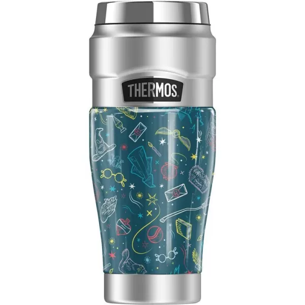 THERMOS Harry Potter Watercolor Hogwarts Express Pattern STAINLESS KING Stainless Steel Travel Tumbler Vacuum insulated amp Double Wall 16oz16 oz Tumbler HOGWARTS MAGICAL PATTERN