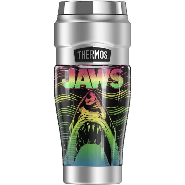 THERMOS Jaws Neon Line Art STAINLESS KING Stainless Steel Travel Tumbler Vacuum insulated amp Double Wall 16ozTHERMOS Jaws Neon Line Art STAINLESS KING Stainless Steel Travel Tumbler Vacuum insulated amp Double Wall 16oz