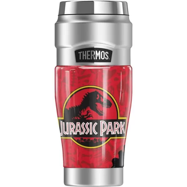 THERMOS Jurassic Park Red TRex Pattern Logo STAINLESS KING Stainless Steel Travel Tumbler Vacuum insulated amp Double Wall 16ozTHERMOS Jurassic Park Red TRex Pattern Logo STAINLESS KING Stainless Steel Travel Tumbler Vacuum insulated amp Double Wall 16oz