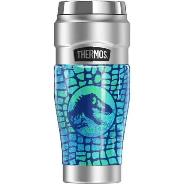 THERMOS Jurassic World Neon Blue Scales STAINLESS KING Stainless Steel Travel Tumbler Vacuum insulated amp Double Wall 16oz16 oz Tumbler NEON BLUE SCALES