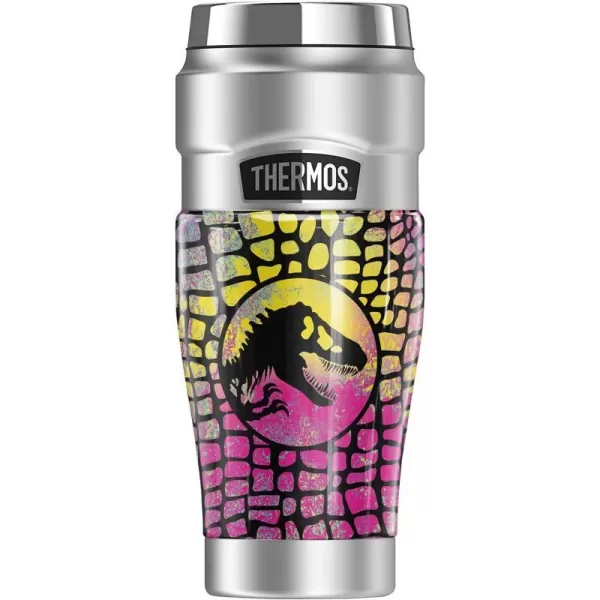 THERMOS Jurassic World Neon Blue Scales STAINLESS KING Stainless Steel Travel Tumbler Vacuum insulated amp Double Wall 16oz16 oz Tumbler NEON CMYK SCALES