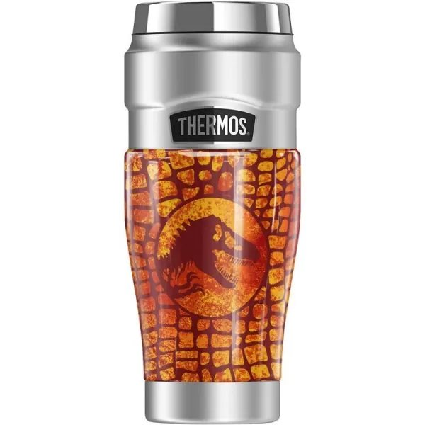 THERMOS Jurassic World Neon Blue Scales STAINLESS KING Stainless Steel Travel Tumbler Vacuum insulated amp Double Wall 16oz16 oz Tumbler NEON FLAME SCALES