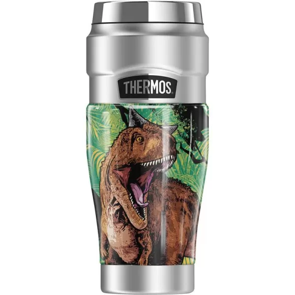 THERMOS Jurassic World Neon Jungle TRex STAINLESS KING Stainless Steel Travel Tumbler Vacuum insulated amp Double Wall 16oz16 oz Tumbler NEON JUNGLE CARNOTAURUS