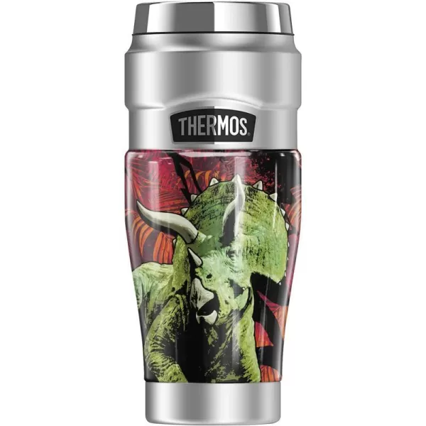 THERMOS Jurassic World Neon Jungle TRex STAINLESS KING Stainless Steel Travel Tumbler Vacuum insulated amp Double Wall 16oz16 oz Tumbler NEON JUNGLE TRICERATOPS