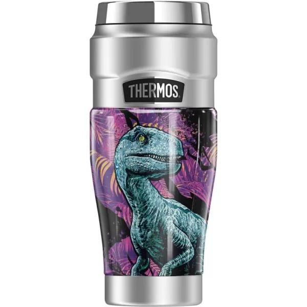 THERMOS Jurassic World Neon Jungle TRex STAINLESS KING Stainless Steel Travel Tumbler Vacuum insulated amp Double Wall 16oz16 oz Tumbler NEON JUNGLE VELOCIRAPTOR