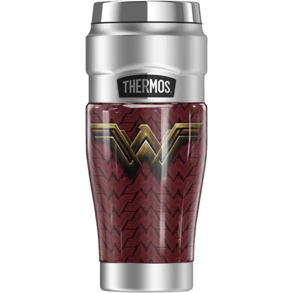 THERMOS Justice League Movie Wonder Woman Logo STAINLESS KING Stainless Steel Travel Tumbler Vacuum insulated amp Double Wall 16oz1 Count Pack of 1 Wonder Woman Logo