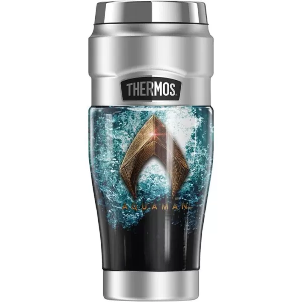 THERMOS Justice League Movie Wonder Woman Logo STAINLESS KING Stainless Steel Travel Tumbler Vacuum insulated amp Double Wall 16oz16 oz Tumbler Aquaman Logo