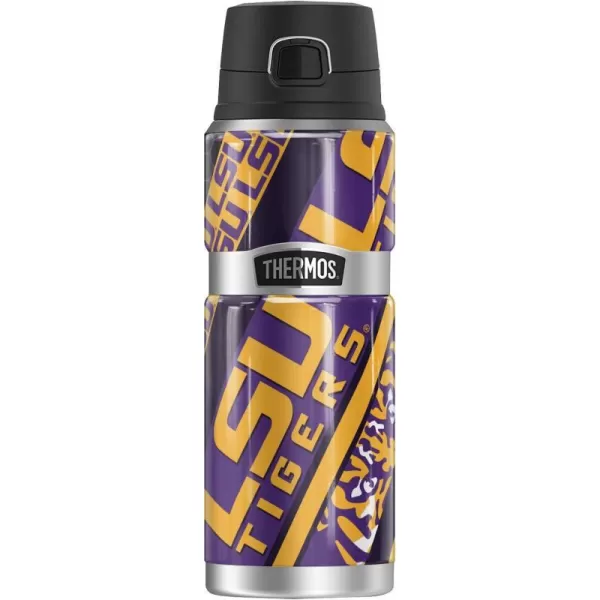 THERMOS LSU Tigers Diagonal Spirit Stripes STAINLESS KING Stainless Steel Drink Bottle Vacuum insulated amp Double Wall 24ozTHERMOS LSU Tigers Diagonal Spirit Stripes STAINLESS KING Stainless Steel Drink Bottle Vacuum insulated amp Double Wall 24oz