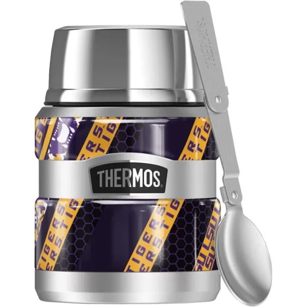 THERMOS LSU Tigers Spirit Diagonal Stripes STAINLESS KING Stainless Steel Food Jar with Folding Spoon Vacuum insulated amp Double Wall 16ozTHERMOS LSU Tigers Spirit Diagonal Stripes STAINLESS KING Stainless Steel Food Jar with Folding Spoon Vacuum insulated amp Double Wall 16oz