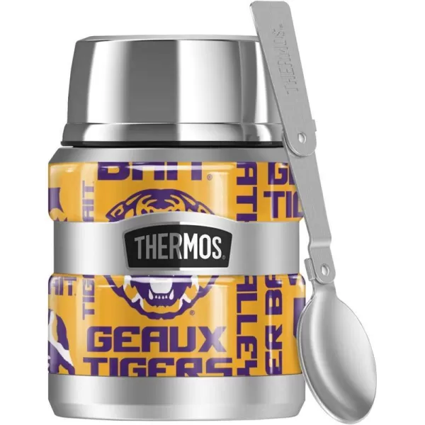 THERMOS LSU Tigers Spirit Pattern STAINLESS KING Stainless Steel Food Jar with Folding Spoon Vacuum insulated amp Double Wall 16ozTHERMOS LSU Tigers Spirit Pattern STAINLESS KING Stainless Steel Food Jar with Folding Spoon Vacuum insulated amp Double Wall 16oz