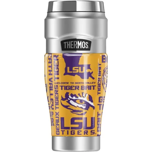 THERMOS LSU Tigers Spirit Pattern STAINLESS KING Stainless Steel Travel Tumbler Vacuum insulated amp Double Wall 16ozTHERMOS LSU Tigers Spirit Pattern STAINLESS KING Stainless Steel Travel Tumbler Vacuum insulated amp Double Wall 16oz