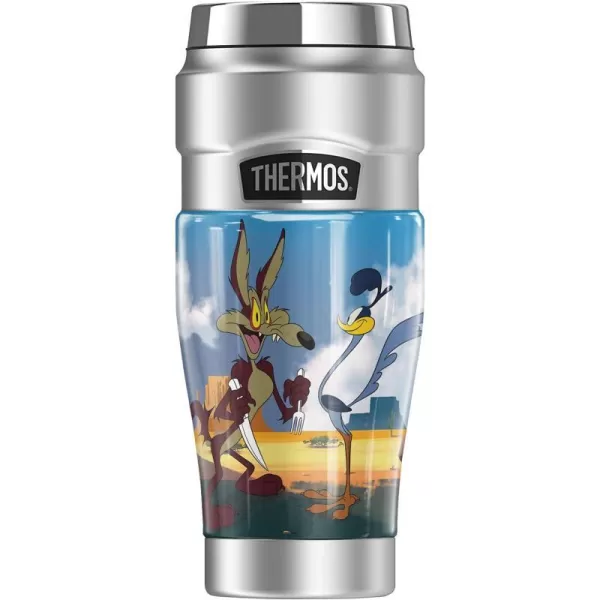 THERMOS Looney Tunes Road Runner And Wile E Coyote STAINLESS KING Stainless Steel Travel Tumbler Vacuum insulated amp Double Wall 16oz16 oz Tumbler ROAD RUNNER AND WILE E COYOTE