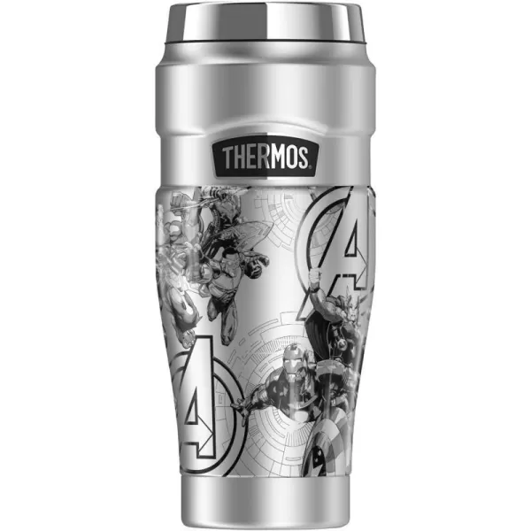 THERMOS MARVEL  Avengers Character Collage STAINLESS KING Stainless Steel Travel Tumbler Vacuum insulated amp Double Wall 16oz16 oz Tumbler Etch