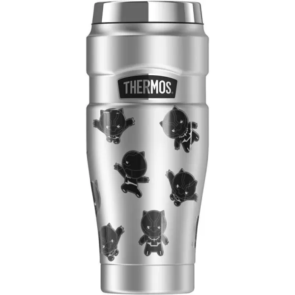 THERMOS MARVEL  Black Panther Kawaii STAINLESS KING Stainless Steel Travel Tumbler Vacuum insulated amp Double Wall 16oz16 oz Tumbler Black Panther