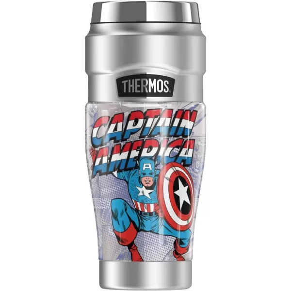 THERMOS MARVEL  Captain America Retro Comic STAINLESS KING Stainless Steel Travel Tumbler Vacuum insulated amp Double Wall 16oz16 oz Tumbler RETRO CAPTAIN