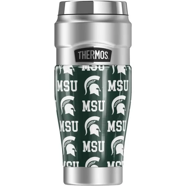 THERMOS Michigan State University Collection STAINLESS KING Stainless Steel Travel Tumbler Vacuum insulated amp Double Wall 16ozLOGO PATTERN