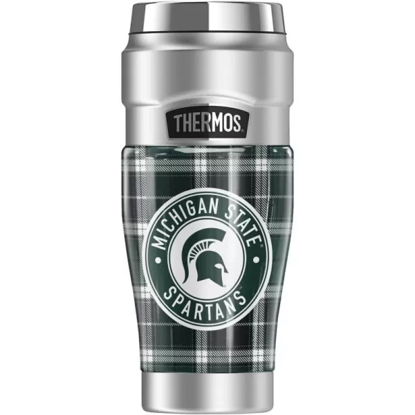 THERMOS Michigan State University Collection STAINLESS KING Stainless Steel Travel Tumbler Vacuum insulated amp Double Wall 16ozPLAID