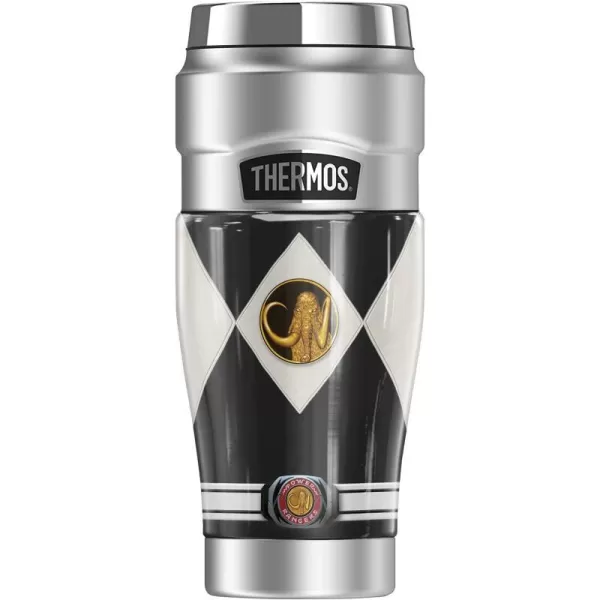 THERMOS Power Rangers Yellow Ranger Emblem STAINLESS KING Stainless Steel Travel Tumbler Vacuum insulated amp Double Wall 16oz1 Count Pack of 1 BLACK RANGER UNIFORM