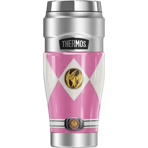 THERMOS Power Rangers Yellow Ranger Emblem STAINLESS KING Stainless Steel Travel Tumbler Vacuum insulated amp Double Wall 16oz1 Count Pack of 1 PINK RANGER EMBLEM