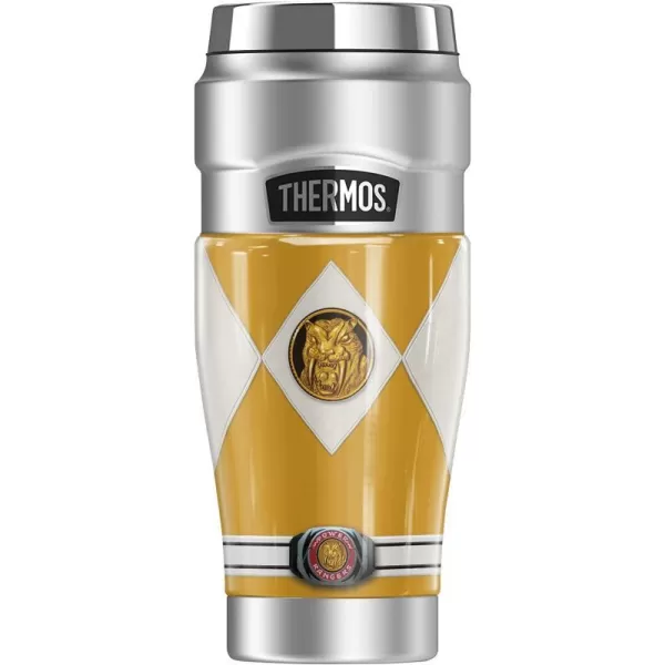 THERMOS Power Rangers Yellow Ranger Emblem STAINLESS KING Stainless Steel Travel Tumbler Vacuum insulated amp Double Wall 16oz1 Count Pack of 1 YELLOW RANGER EMBLEM