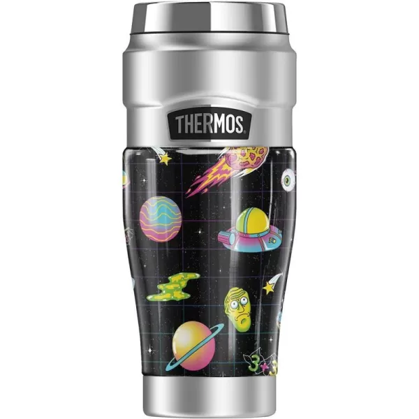 THERMOS Rick and Morty Rick and Morty Organisms STAINLESS KING Stainless Steel Travel Tumbler Vacuum insulated amp Double Wall 16oz16 oz Tumbler RETRO GRID PATTERN